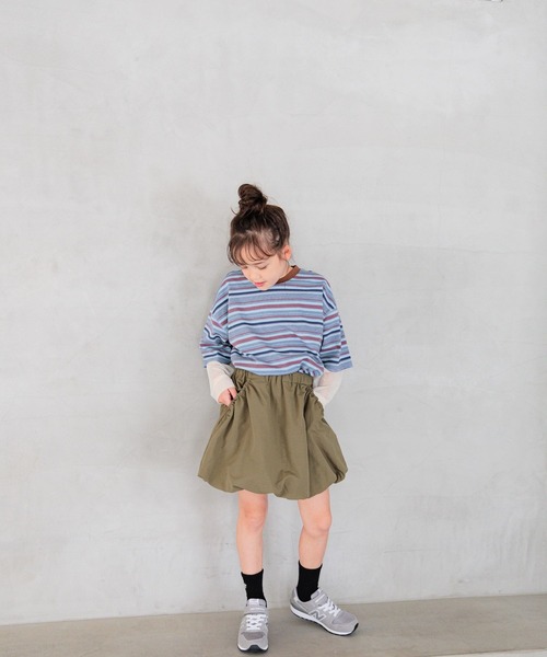 BAYFLOW（ベイフロー）の「[レイヤード風デザイン☆]ボーダーシアーT(KIDS)（Tシャツ/カットソー・キッズ・ブルー/ブラック/グレー・110cm/120cm/130cm/140cm/150cm）」の18枚目の写真