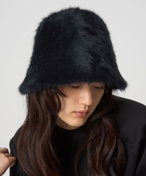 green label relaxing（グリーンレーベルリラクシング）の「ヘアリークロシェ ハット（ハット・レディース・ブラック/ライトグレー/ブラウン/オフホワイト・FREE）」の3枚目の写真