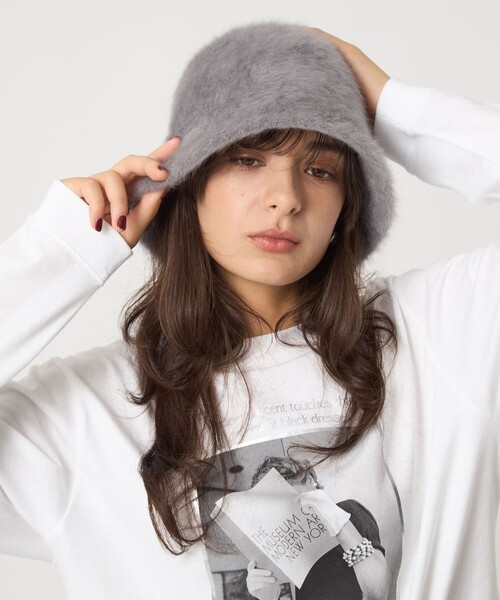 green label relaxing（グリーンレーベルリラクシング）の「ヘアリークロシェ ハット（ハット・レディース・ブラック/ライトグレー/ブラウン/オフホワイト・FREE）」の21枚目の写真