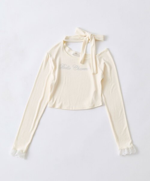 OLIVE des OLIVE(オリーブデオリーブ)の「【Belle Charme】ラインストーンロゴリボンT(Tシャツ/カットソー・レディース・ブラック/ベージュ/アイボリー・FREE)」の17枚目の写真