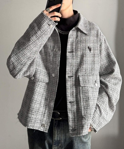 セール】ツイード素材ショート丈ジャケットコート／Tweed Short Jacket