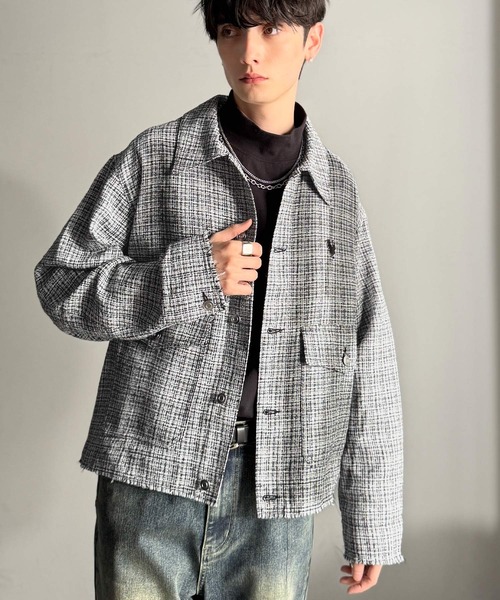 セール】ツイード素材ショート丈ジャケットコート／Tweed Short Jacket