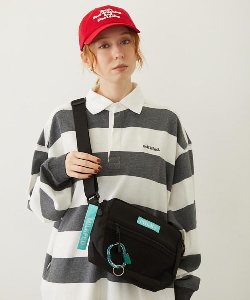 MILKFED.（ミルクフェド）の「SHOULDER WIDE BAG MESH POCKET LtGREEN（ショルダーバッグ・レディース・ブラック・ONE SIZE）」の3枚目の写真