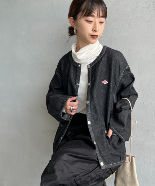 美品❣❣　DANTON デニムノーカラージャケット DANTON｜デニム ノーカラー ショートジャケット DENIM