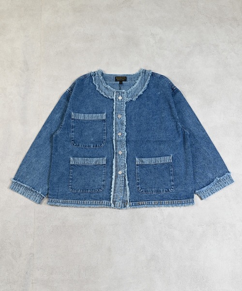 MARKEY'S(マーキーズ)の「ノーカラーデニムジャケット/おとな(その他アウター・レディース・ブルー・160cm)」の9枚目の写真