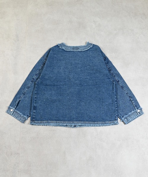 MARKEY'S(マーキーズ)の「ノーカラーデニムジャケット/おとな(その他アウター・レディース・ブルー・160cm)」の12枚目の写真