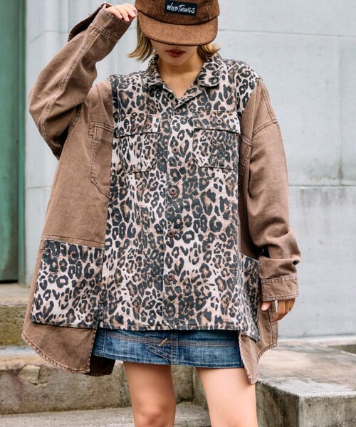 etsinta（エシンタ）の「【etsinta／エシンタ】リメイク切り替えオーバージャケット（ブルゾン・レディース・カーキ/ブラウン・ONE SIZE）」の2枚目の写真