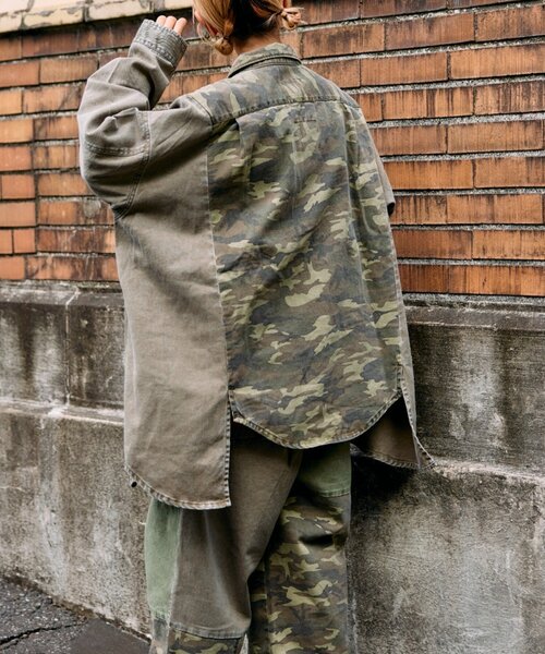 etsinta（エシンタ）の「【etsinta／エシンタ】リメイク切り替えオーバージャケット（ブルゾン・レディース・カーキ/ブラウン・ONE SIZE）」の16枚目の写真