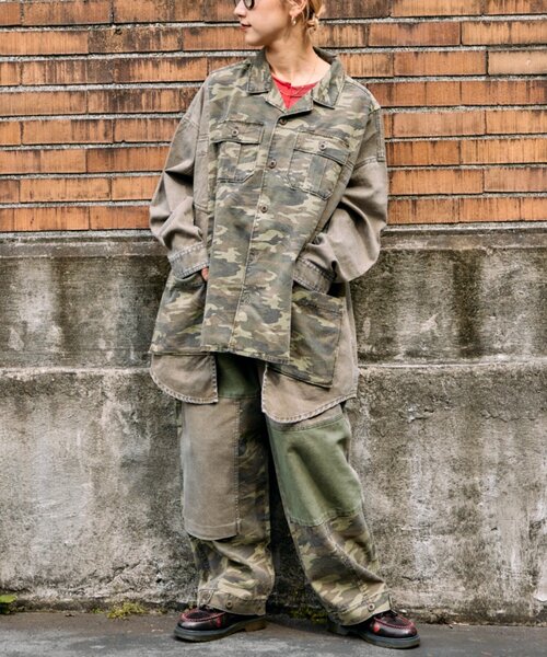 【新品】チャオパニックティピー エシンタ リメイクライクスウェット切替ブルゾン etsinta/エシンタ】切替マキシミリタリーコート - チャオパニック