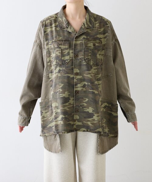 etsinta（エシンタ）の「【etsinta／エシンタ】リメイク切り替えオーバージャケット（ブルゾン・レディース・カーキ/ブラウン・ONE SIZE）」の14枚目の写真