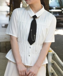 axes femme | ネクタイ付シャーリングシャツ(シャツ/ブラウス)