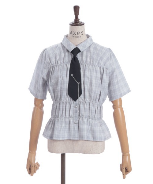 axes femme（アクシーズファム）の「ネクタイ付シャーリングシャツ（シャツ/ブラウス・レディース・ホワイト/グレー・FREE）」の17枚目の写真