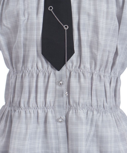 axes femme（アクシーズファム）の「ネクタイ付シャーリングシャツ（シャツ/ブラウス・レディース・ホワイト/グレー・FREE）」の14枚目の写真