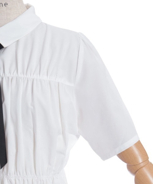 axes femme（アクシーズファム）の「ネクタイ付シャーリングシャツ（シャツ/ブラウス・レディース・ホワイト/グレー・FREE）」の6枚目の写真