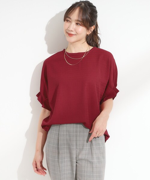 SHOO・LA・RUE（シューラルー）の「【洗える】お袖のタックがアクセント インせず着られる さらさらドルマントップス（Tシャツ/カットソー・レディース・グリーン系/ボルドー/ブラック/ブラウン系・02/03/04/01）」の17枚目の写真