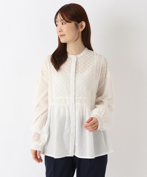 one'sterrace(ワンズテラス)の「刺繍切替ブラウス(シャツ/ブラウス・レディース・ブルー系その他7/アイボリー系8/ピンク系9・02)」の1枚目の写真