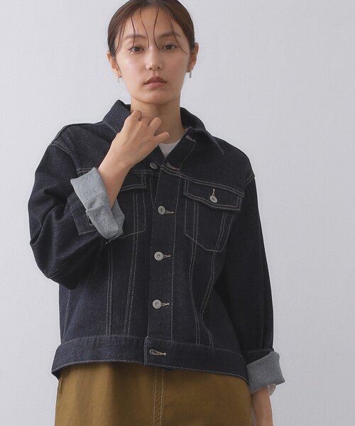 OPAQUE.CLIP（オペークドットクリップ）の「ストレッチデニムジャケット/オーガニックコットン混【洗濯機洗い可】（デニムジャケット・レディース・ネイビー/ブルー系その他・40/38）」の2枚目の写真