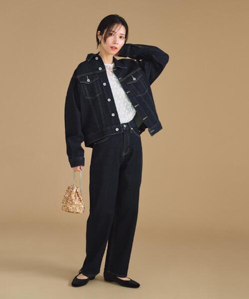 OPAQUE.CLIP（オペークドットクリップ）の「ストレッチデニムジャケット/オーガニックコットン混【洗濯機洗い可】（デニムジャケット・レディース・ネイビー/ブルー系その他・40/38）」の3枚目の写真