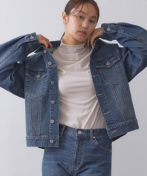OPAQUE.CLIP（オペークドットクリップ）の「ストレッチデニムジャケット/オーガニックコットン混【洗濯機洗い可】（デニムジャケット・レディース・ネイビー/ブルー系その他・40/38）」の4枚目の写真