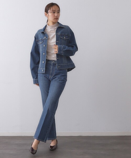 OPAQUE.CLIP（オペークドットクリップ）の「ストレッチデニムジャケット/オーガニックコットン混【洗濯機洗い可】（デニムジャケット・レディース・ネイビー/ブルー系その他・40/38）」の5枚目の写真