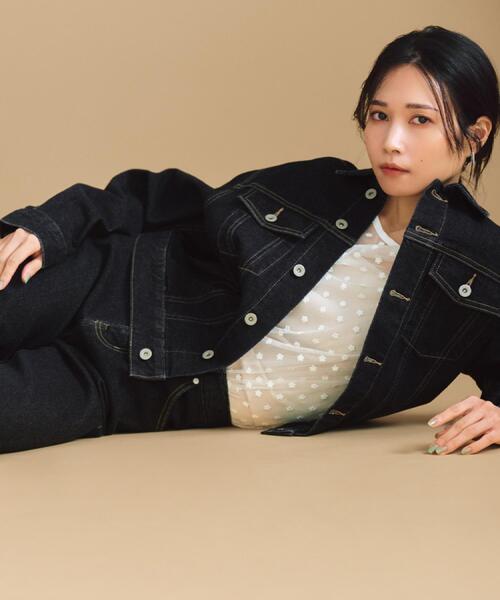 OPAQUE.CLIP（オペークドットクリップ）の「ストレッチデニムジャケット/オーガニックコットン混【洗濯機洗い可】（デニムジャケット・レディース・ネイビー/ブルー系その他・40/38）」の8枚目の写真