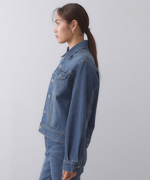 OPAQUE.CLIP（オペークドットクリップ）の「ストレッチデニムジャケット/オーガニックコットン混【洗濯機洗い可】（デニムジャケット・レディース・ネイビー/ブルー系その他・40/38）」の16枚目の写真