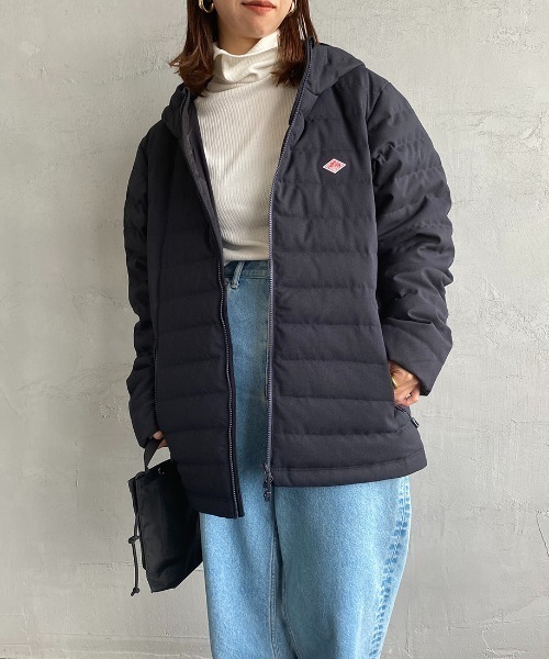 バレシキ ダントン ダウンジャケットラクーンファーロゴワッペン