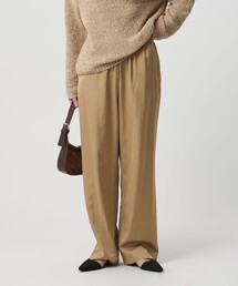 コットンレーヨンサテン ドローストワイドパンツ
