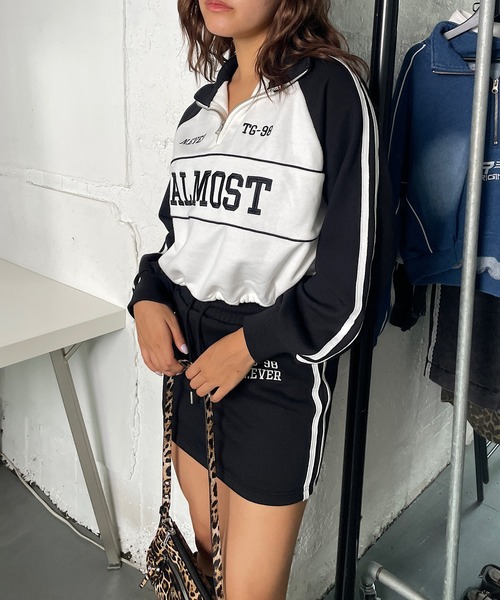 ROGER AND RAW（ロジャーアンドロウ）の「ハーフジップショートトップス＆ミニスカパンセット　セットアップ（Tシャツ/カットソー・レディース・ブラック/ネイビー/グレー・FREE）」の9枚目の写真