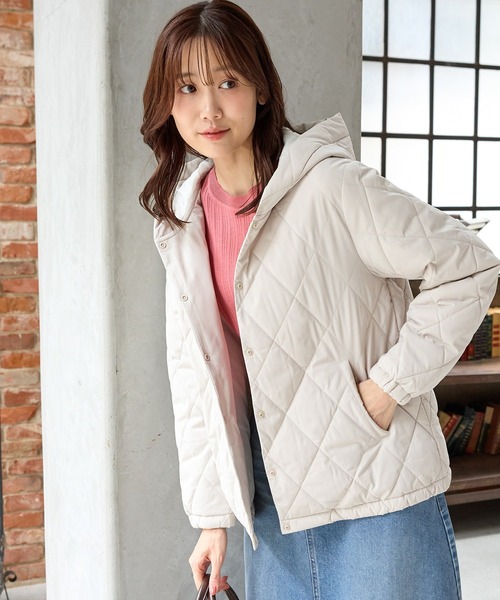 Honeys（ハニーズ）の「【非フッ素撥水加工】フードライトブルゾン（ブルゾン・レディース・ネイビー/ブラック/アイボリー・S/M/LL/L）」の8枚目の写真