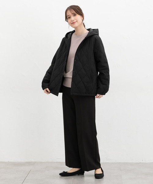 Honeys（ハニーズ）の「【非フッ素撥水加工】フードライトブルゾン（ブルゾン・レディース・ネイビー/ブラック/アイボリー・S/M/LL/L）」の10枚目の写真