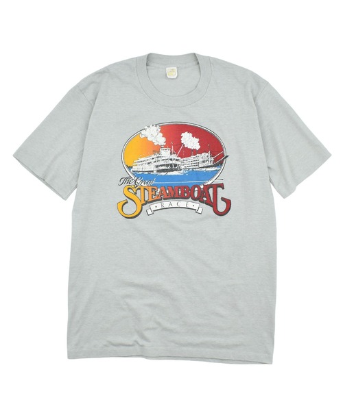 LABORATORY R(ラボラトリーアール)の「【USED】80’s Velva Sheen “Steam Boat” スーベニア Tシャツ USA製(Tシャツ/カットソー・メンズ・グレー・X-LARGE)」の1枚目の写真