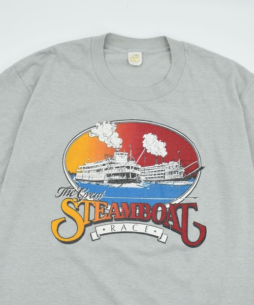 LABORATORY R(ラボラトリーアール)の「【USED】80’s Velva Sheen “Steam Boat” スーベニア Tシャツ USA製(Tシャツ/カットソー・メンズ・グレー・X-LARGE)」の2枚目の写真