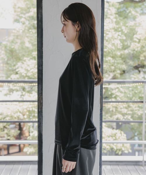 slattgir（スラットジール）の「高身長　シアーベロアプルオーバー（トールサイズ）Essenave（Tシャツ/カットソー・レディース・ブルーグレー/ブラック・T3L/TM/TL/TLL）」の18枚目の写真