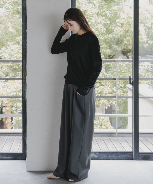 slattgir（スラットジール）の「高身長　シアーベロアプルオーバー（トールサイズ）Essenave（Tシャツ/カットソー・レディース・ブルーグレー/ブラック・T3L/TM/TL/TLL）」の10枚目の写真