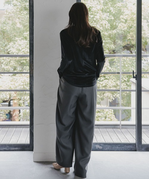 slattgir（スラットジール）の「高身長　シアーベロアプルオーバー（トールサイズ）Essenave（Tシャツ/カットソー・レディース・ブルーグレー/ブラック・T3L/TM/TL/TLL）」の11枚目の写真