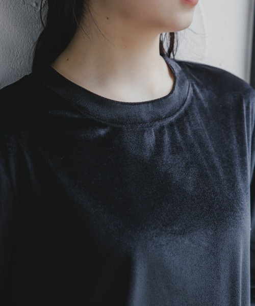 slattgir（スラットジール）の「高身長　シアーベロアプルオーバー（トールサイズ）Essenave（Tシャツ/カットソー・レディース・ブルーグレー/ブラック・T3L/TM/TL/TLL）」の14枚目の写真
