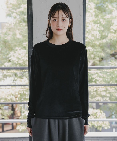 slattgir（スラットジール）の「高身長　シアーベロアプルオーバー（トールサイズ）Essenave（Tシャツ/カットソー・レディース・ブルーグレー/ブラック・T3L/TM/TL/TLL）」の17枚目の写真