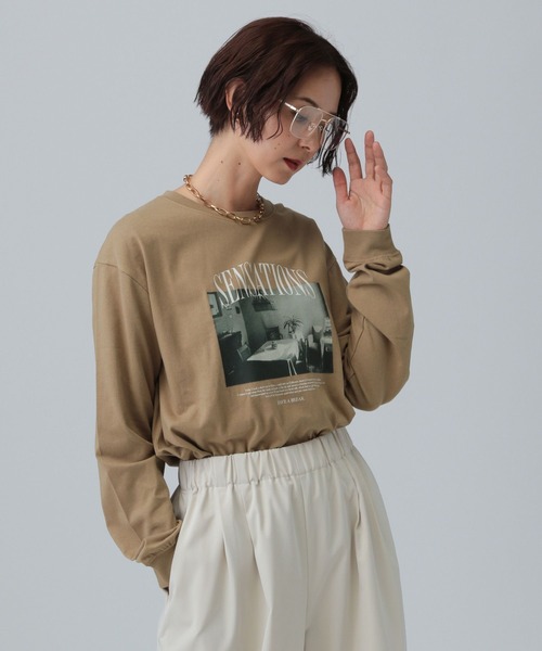 LEPSIM（レプシィム）の「アソートフォトロンT　598101（Tシャツ/カットソー・レディース・オフホワイト/ベージュ/ブラック・FREE）」の18枚目の写真