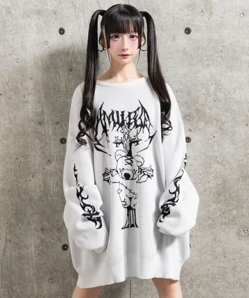 アミリージュ Crossオフショルジャカードニット ホワイト 白