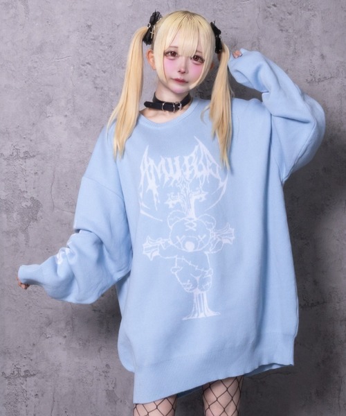 Amilige(アミリージュ)の「CrossBearジャカードニット(ニット/セーター・レディース・ブラック/ライトブルー/ホワイト・FREE)」の16枚目の写真