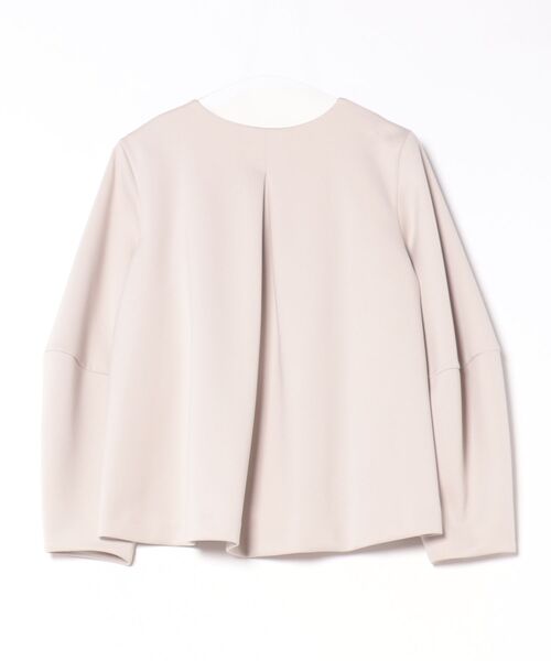 INTERPLANET（インタープラネット）の「綿タッチダンボールノーカラージャケット（ノーカラージャケット・レディース・グレイッシュベージュ/ネイビー・FREE）」の3枚目の写真