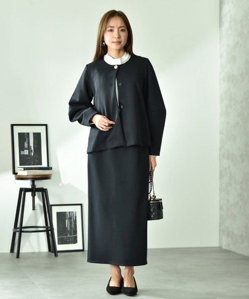 INTERPLANET（インタープラネット）の「綿タッチダンボールノーカラージャケット（ノーカラージャケット・レディース・グレイッシュベージュ/ネイビー・FREE）」の15枚目の写真