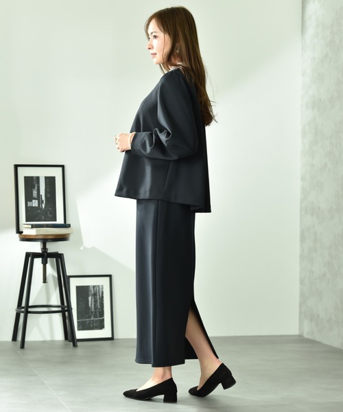 INTERPLANET（インタープラネット）の「綿タッチダンボールノーカラージャケット（ノーカラージャケット・レディース・グレイッシュベージュ/ネイビー・FREE）」の16枚目の写真