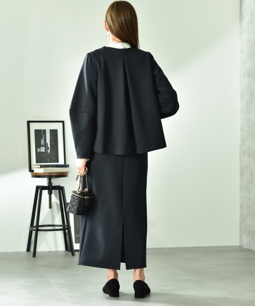 INTERPLANET（インタープラネット）の「綿タッチダンボールノーカラージャケット（ノーカラージャケット・レディース・グレイッシュベージュ/ネイビー・FREE）」の17枚目の写真