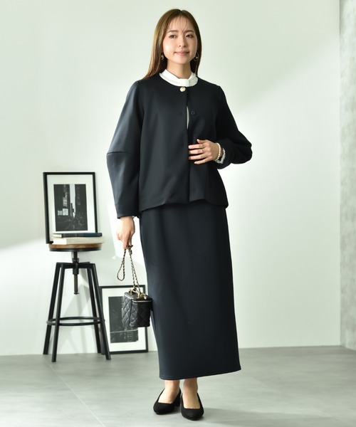 INTERPLANET（インタープラネット）の「綿タッチダンボールノーカラージャケット（ノーカラージャケット・レディース・グレイッシュベージュ/ネイビー・FREE）」の18枚目の写真