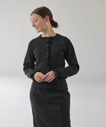 スポンディッシュニットフリルカーディガン≪手洗い可能≫