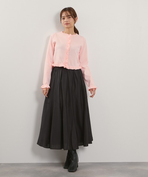 QUEENS COURT（クイーンズコート）の「スポンディッシュニットフリルカーディガン≪手洗い可能≫（カーディガン/ボレロ・レディース・ブラック/アイボリー/ダークグレー/ピンク/ブラウン・M）」の9枚目の写真