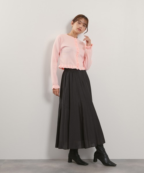 QUEENS COURT（クイーンズコート）の「スポンディッシュニットフリルカーディガン≪手洗い可能≫（カーディガン/ボレロ・レディース・ブラック/アイボリー/ダークグレー/ピンク/ブラウン・M）」の10枚目の写真