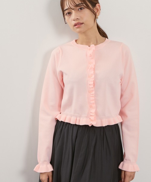 QUEENS COURT（クイーンズコート）の「スポンディッシュニットフリルカーディガン≪手洗い可能≫（カーディガン/ボレロ・レディース・ブラック/アイボリー/ダークグレー/ピンク/ブラウン・M）」の13枚目の写真